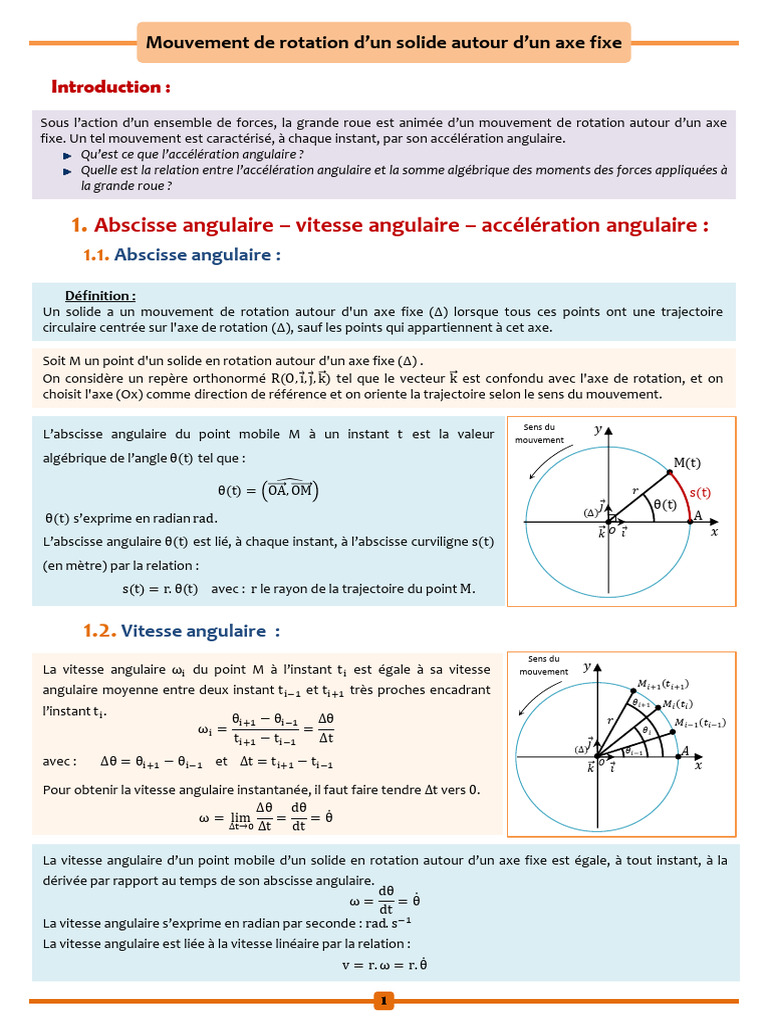 14 - Relation Quantitative Entre La Somme Des Moments Et L'accélération ...