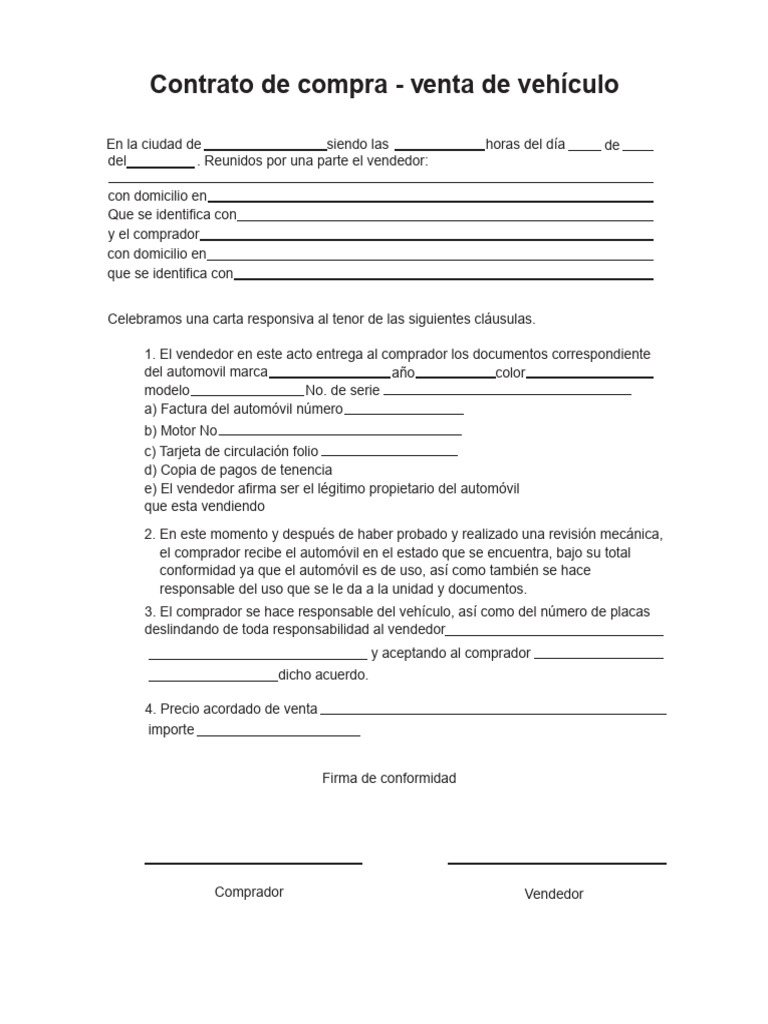 Contrato de Compra-Venta de Automóvil | PDF | Derecho