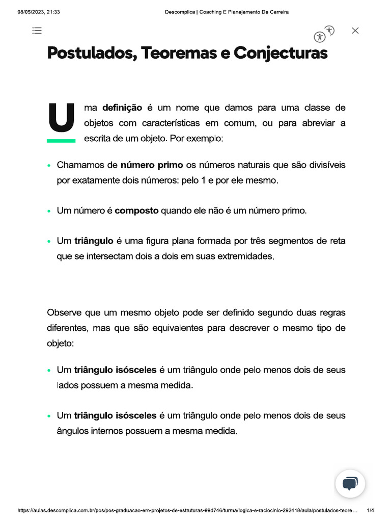Postulados, Teoremas e Conjecturas | PDF