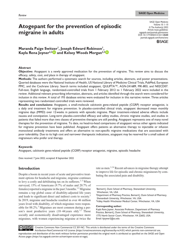 Atogepant For The Prevention of Episodic Migraine in Adults PDF