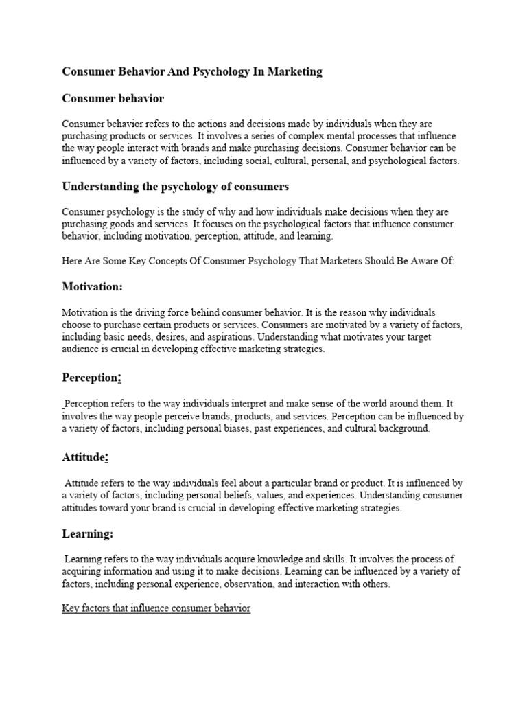 Consumer Behavior & Psychology in Marketing | PDF | Consumer Behaviour ...