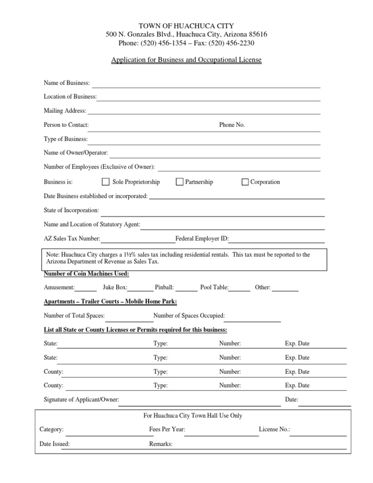 Arizona Business License Application | PDF