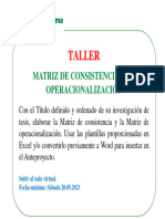 Taller Matriz de Consistencia y de Operacionalización