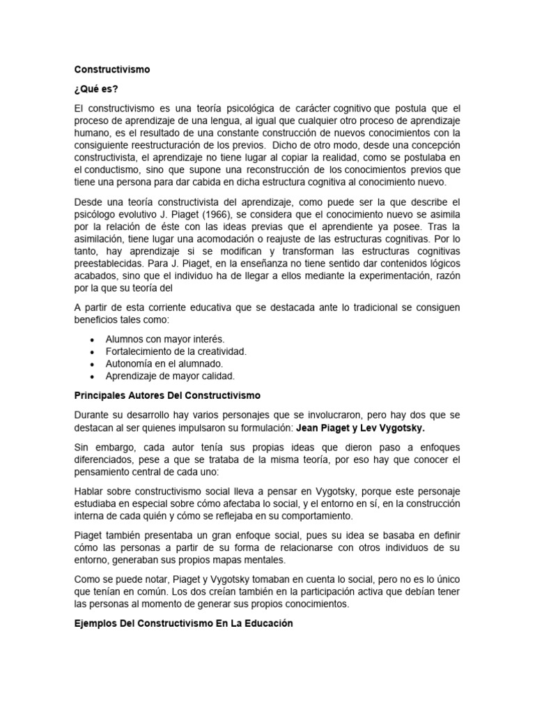 Constructivismo | PDF | Constructivismo (filosofía de la educación ...