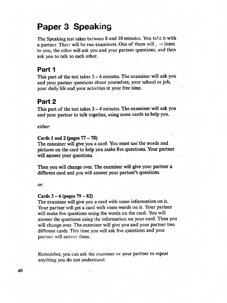 Test 02. Speaking | PDF