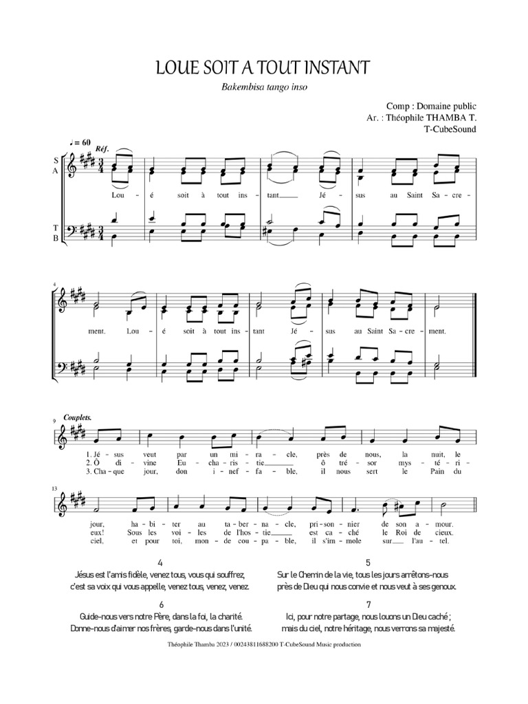 Loué soit à tout instant - Paroles et Partition | PDF