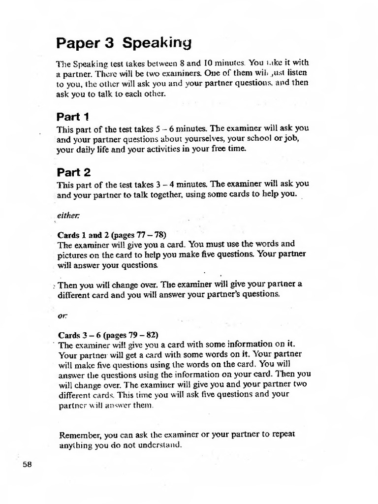 Test 03. Speaking | PDF