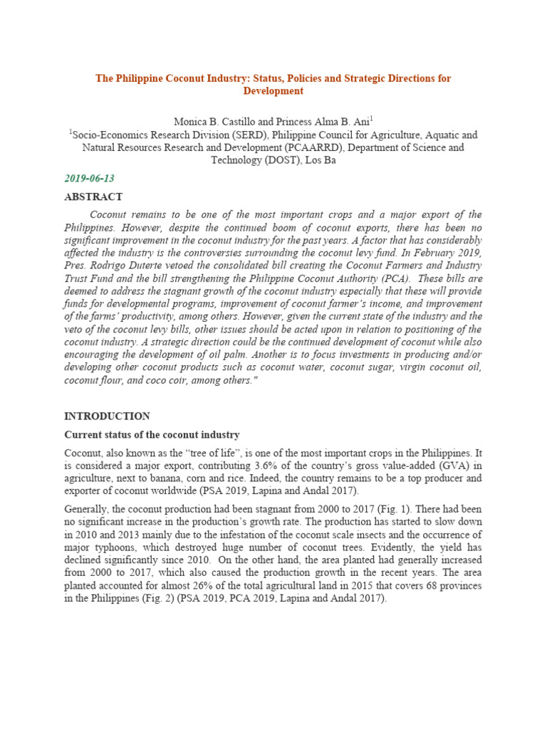 FFTC-The Philippine Coconut Industry | PDF