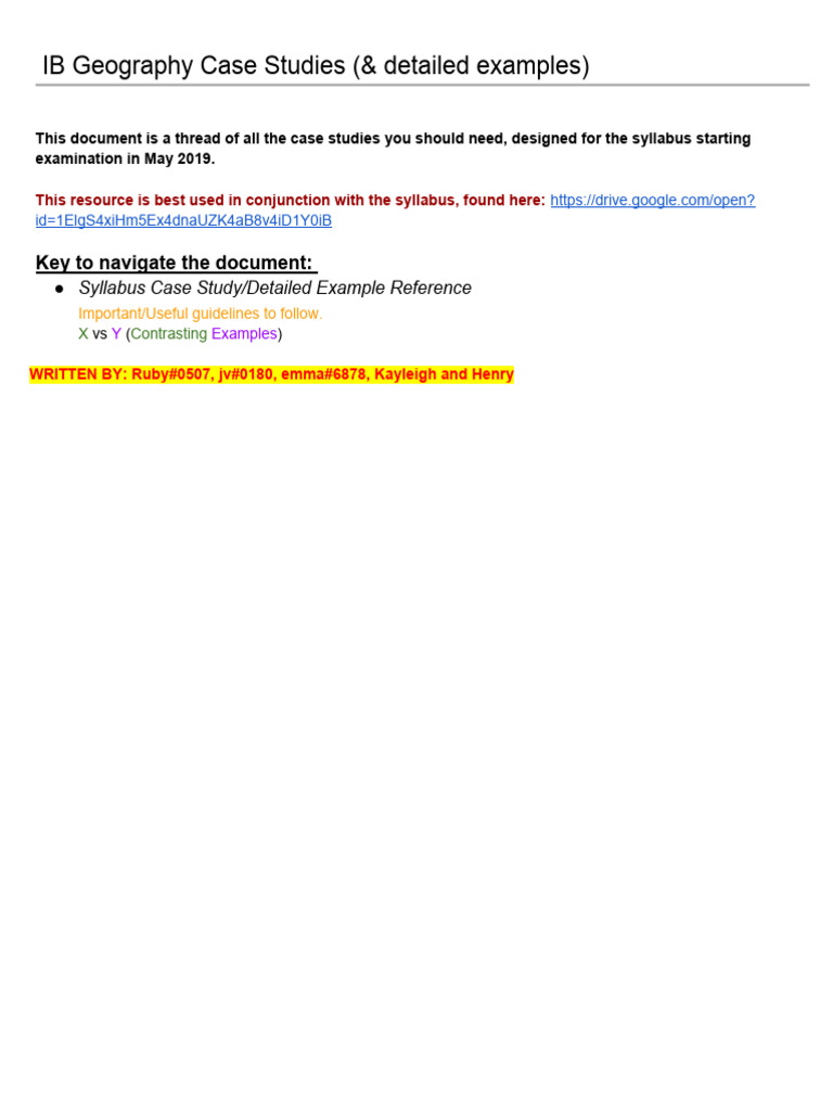 Ib Geography Case Studies Pdf