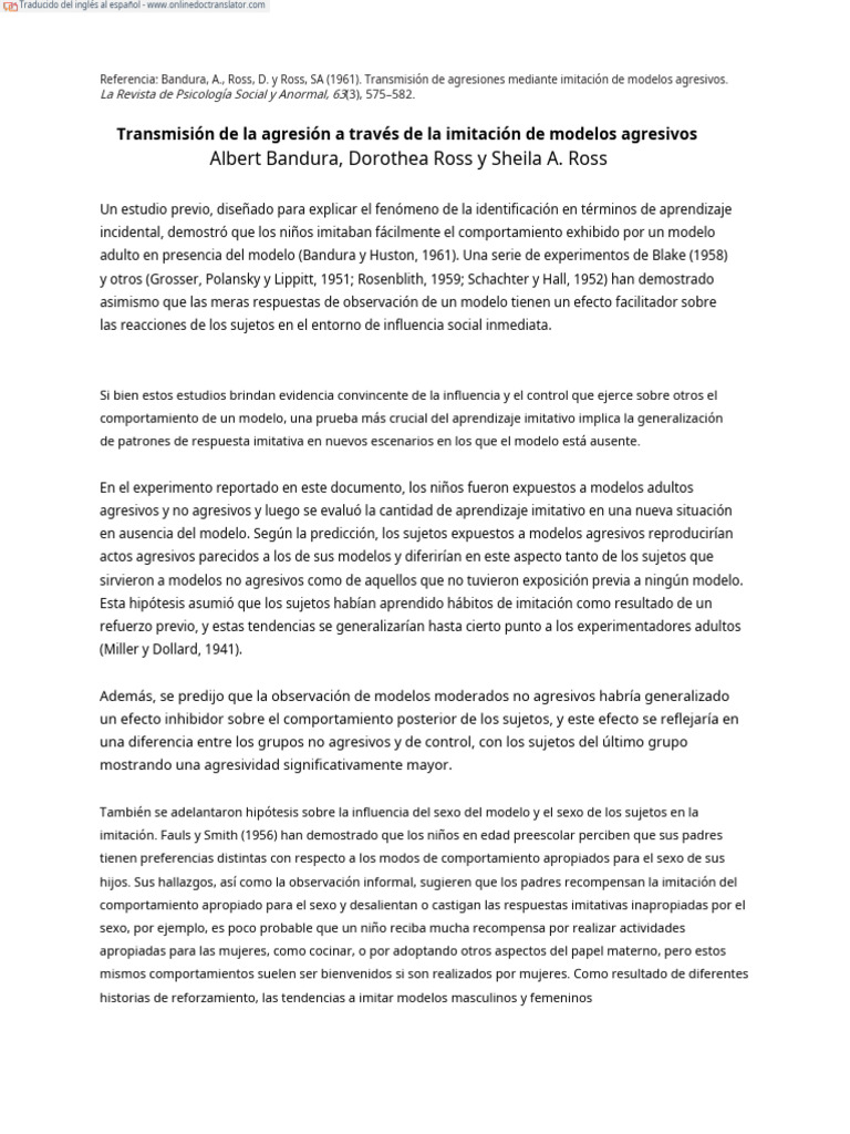 (PDFS) CH 1 Transmission of Aggression Bandura En.es PDF