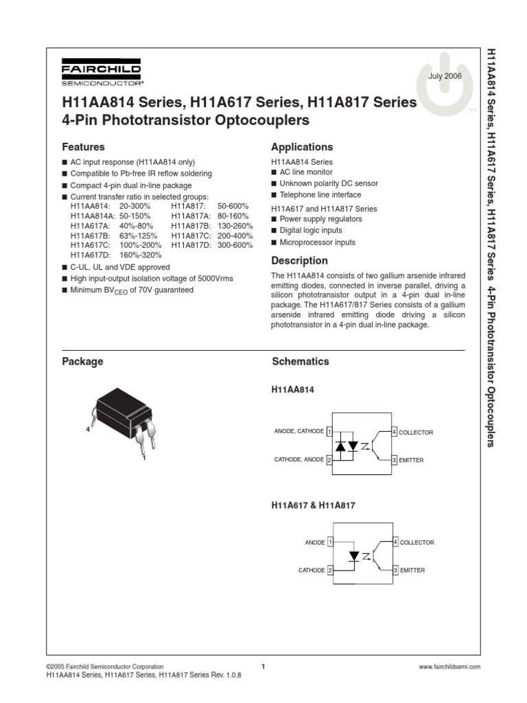 H11A817C Optocoupler Fairchild PDF Diode Computer Engineering