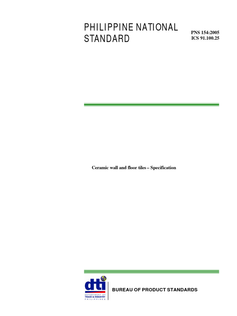 Philippine Standards for Ceramic Tiles | PDF