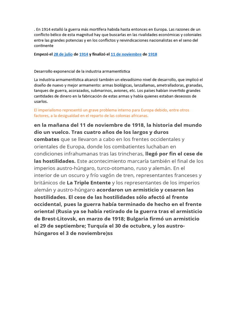 Impacto de la Primera Guerra Mundial | PDF