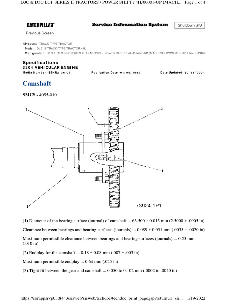 CAMSHAFT GP - Specifications | PDF