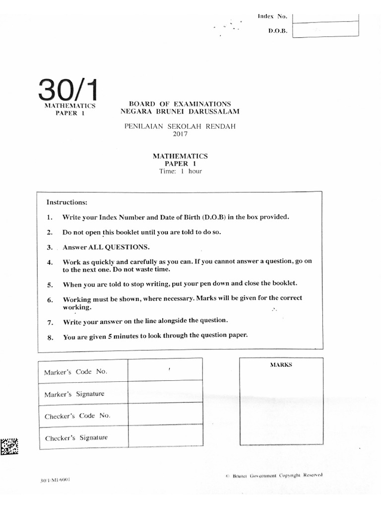 PSR 2017 Paper 1 (Answers) (1) | PDF