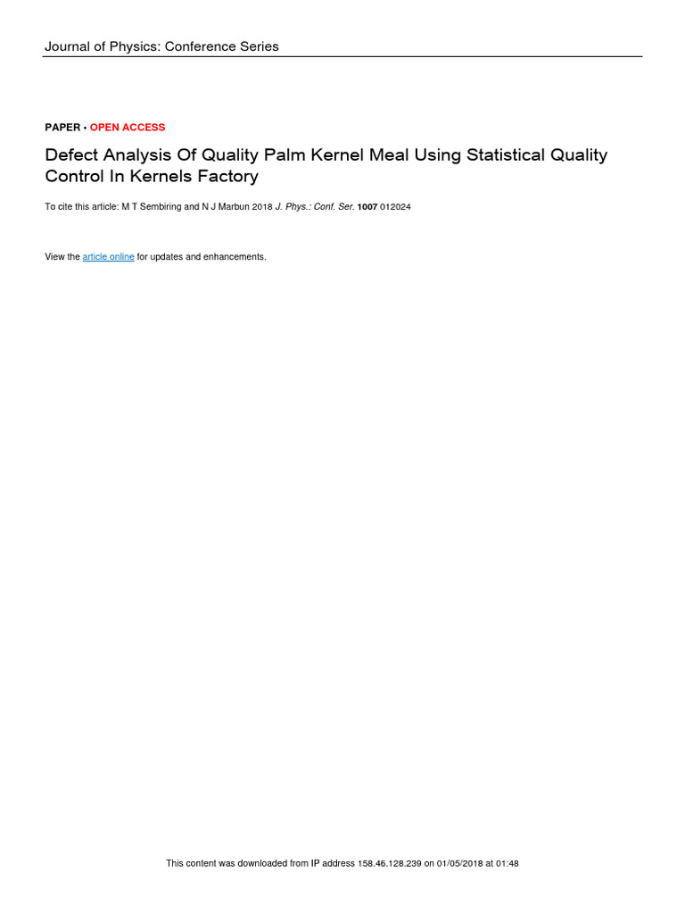 Defect analysis of quality palm kernel meal using pdf
