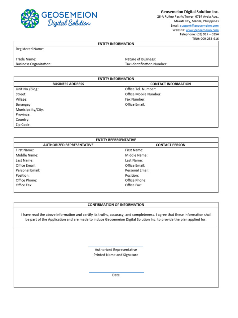 Geosemeion Business Contact Form | PDF