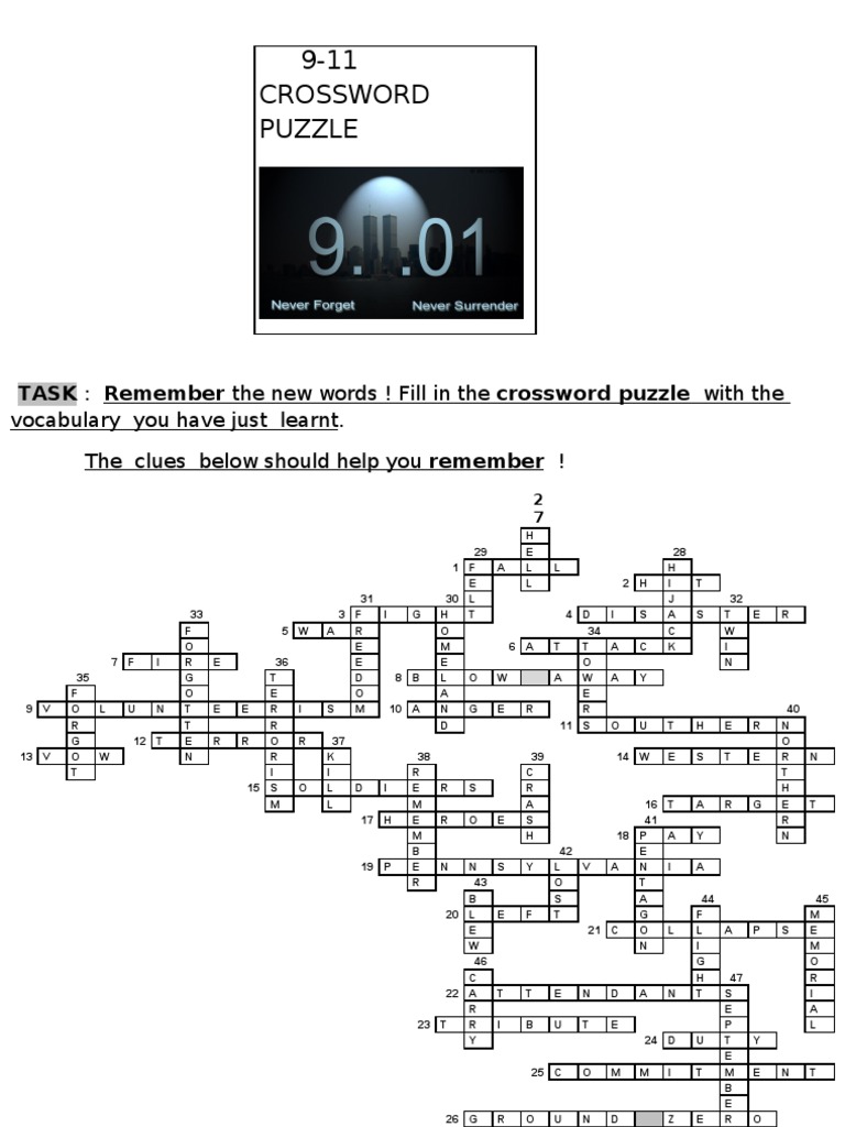 911crossword Puzzle Corrige PDF September 11 Attacks Crossword
