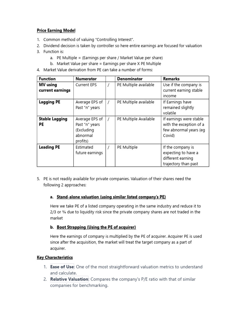 PE Valuation Method | PDF | Valuation (Finance) | Price–Earnings Ratio