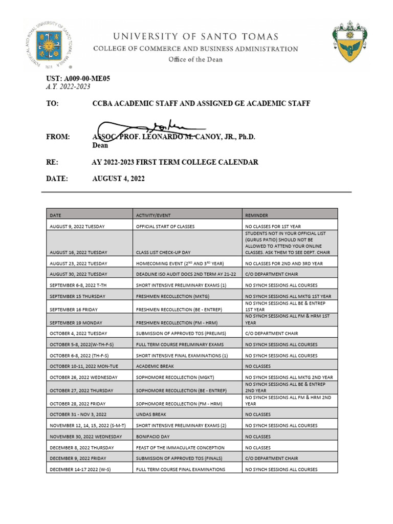 ME05 College Calendar PDF