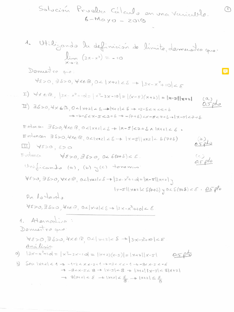 Evaluaciones Resueltas Cálculo en Una Variable 2019A EPN | PDF
