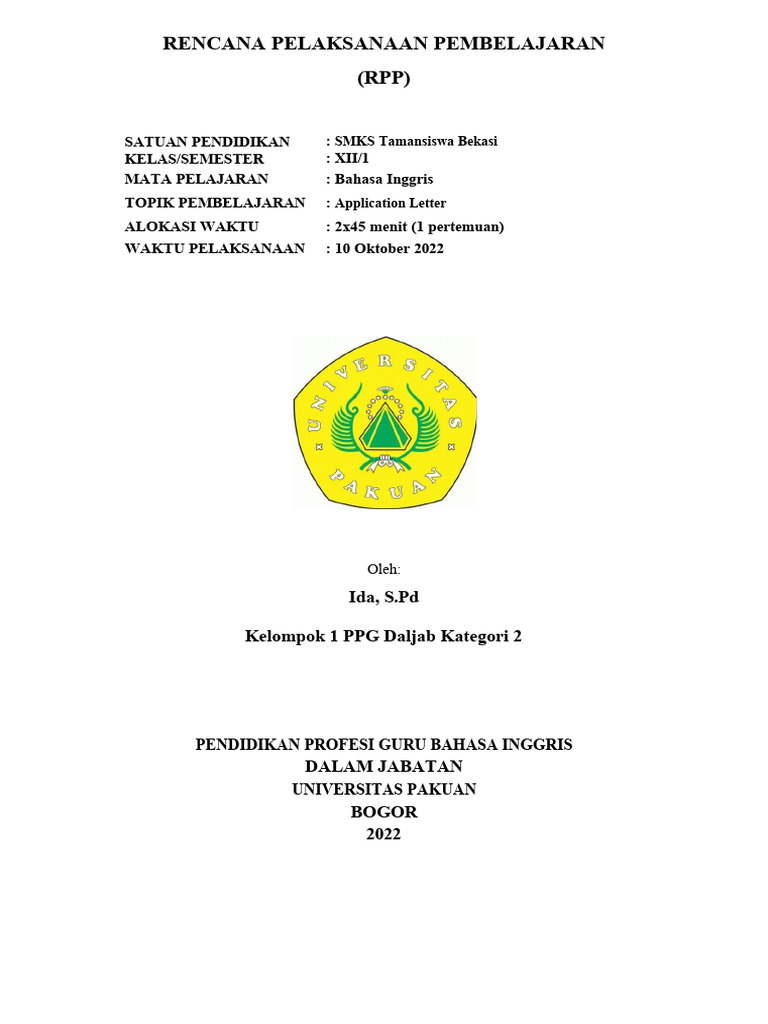 RPP Application Letter 1 | PDF