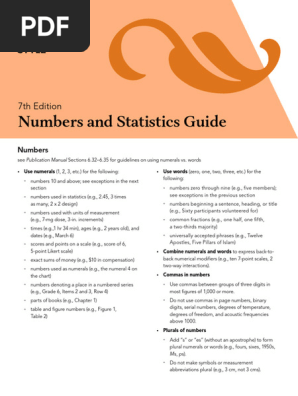 APA 7 Numbers