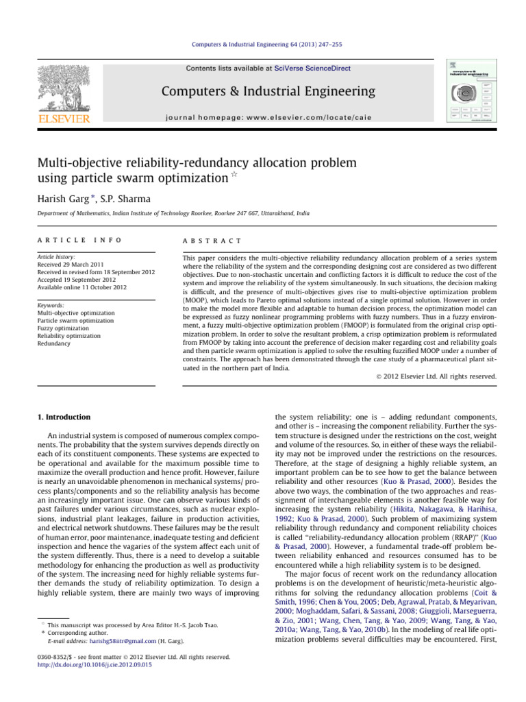 Multi-Objective Reliability Optimization | PDF | Technology & Engineering