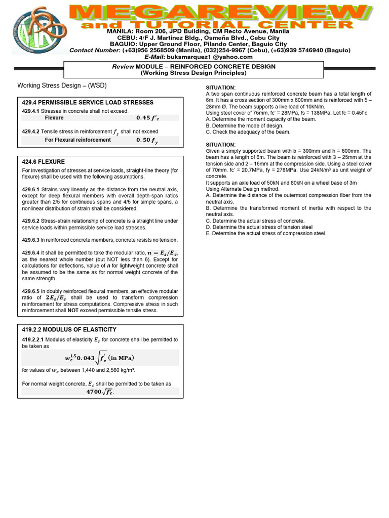 RM 27 - Reinforced Concrete Design 1 WSD-Deflection Part 01 | PDF ...