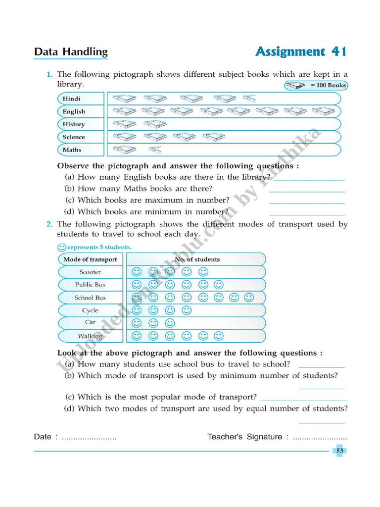Cbse Class 6 Maths Worksheet Data Handling 1 | PDF