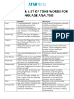 Senior English - Tone Words - Notes