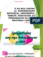 Pagsagot NG Mga Tanong Sa Napakinggang Editoryal Argumento Debate Pahayagan at Ipinapahayag Sa Isang Editorial Cartoon