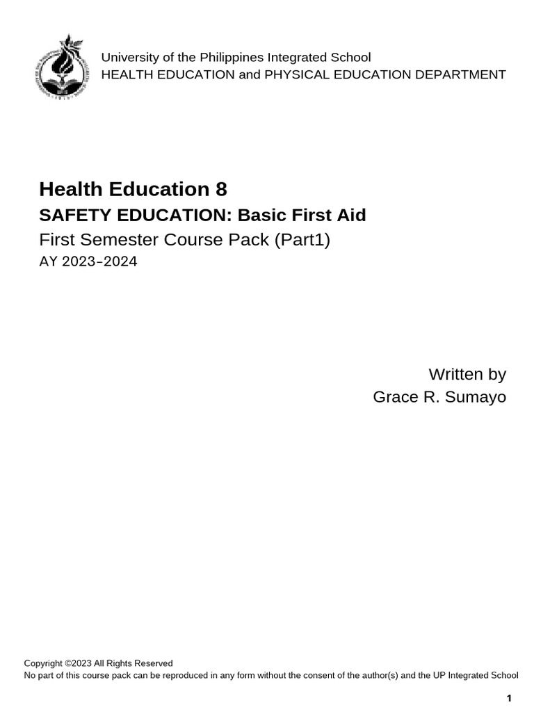 Course PAck1 - Safety Education (First Aid Basics) | PDF | Wellness