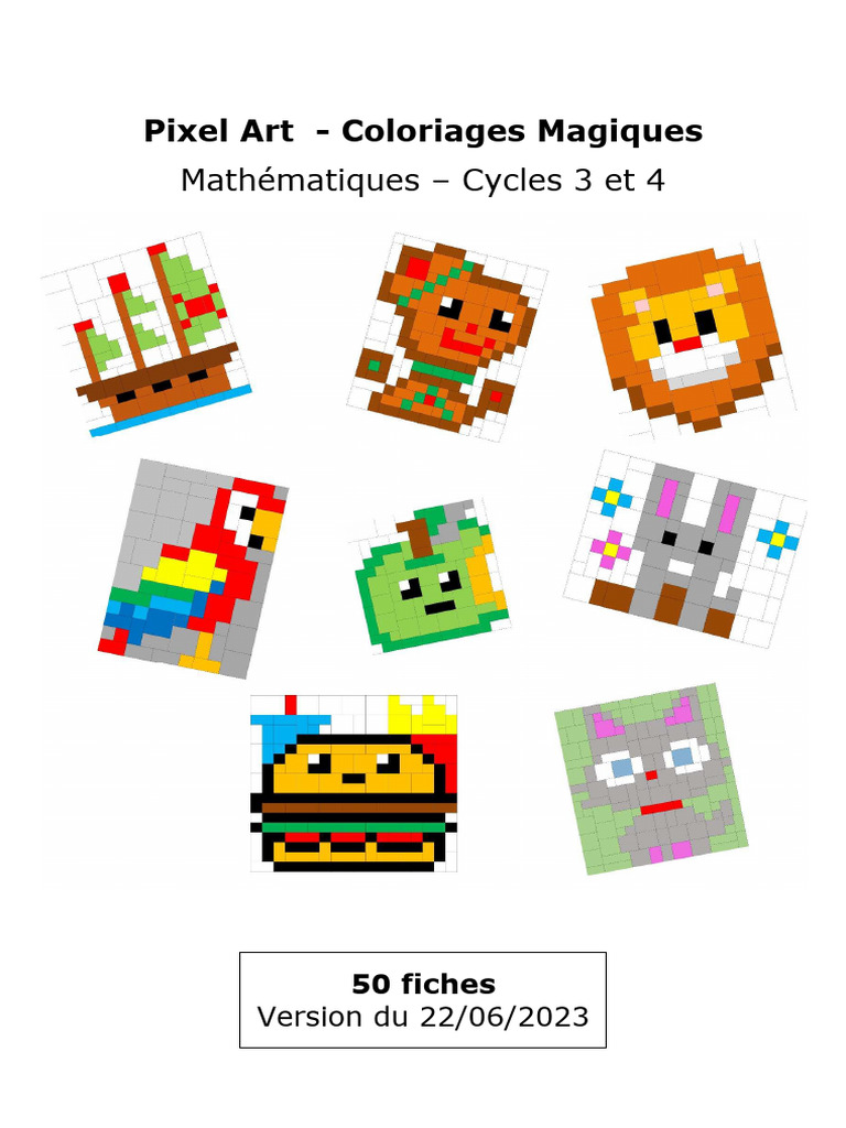 Pixel Art Maths Page De Garde Pixel Art Mathematiques | PDF