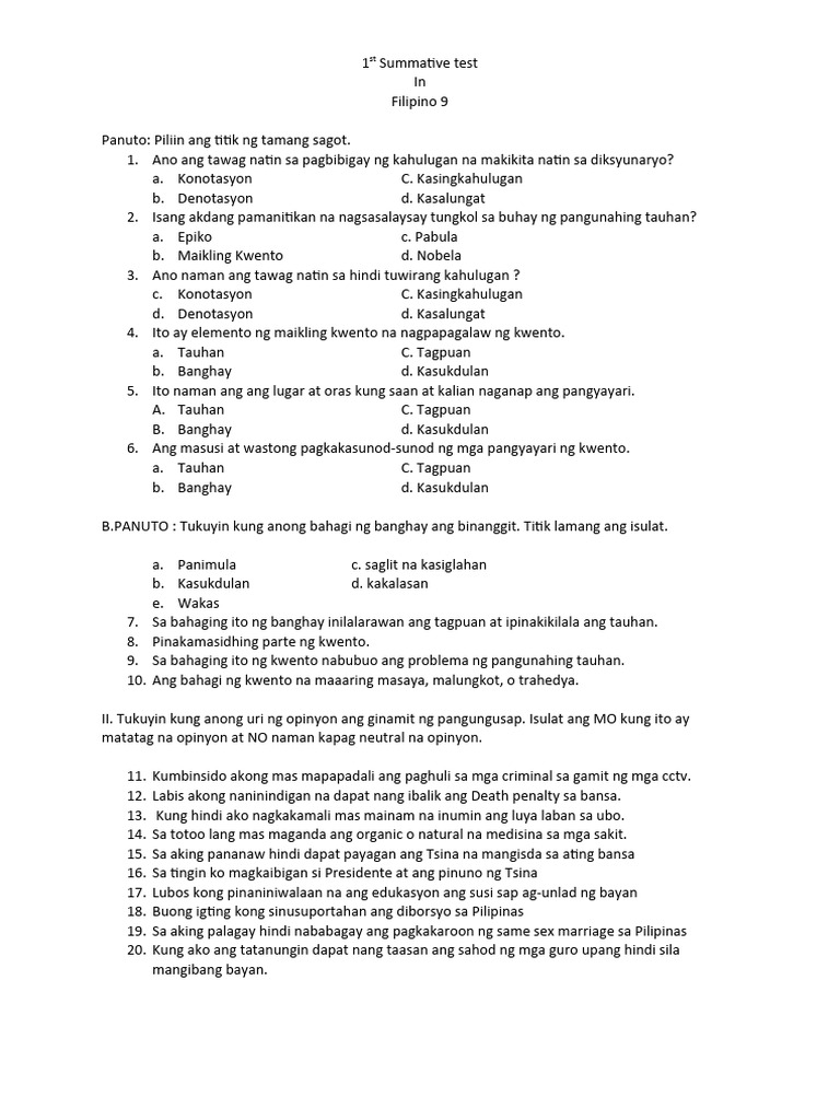 1st Summative Test Pdf