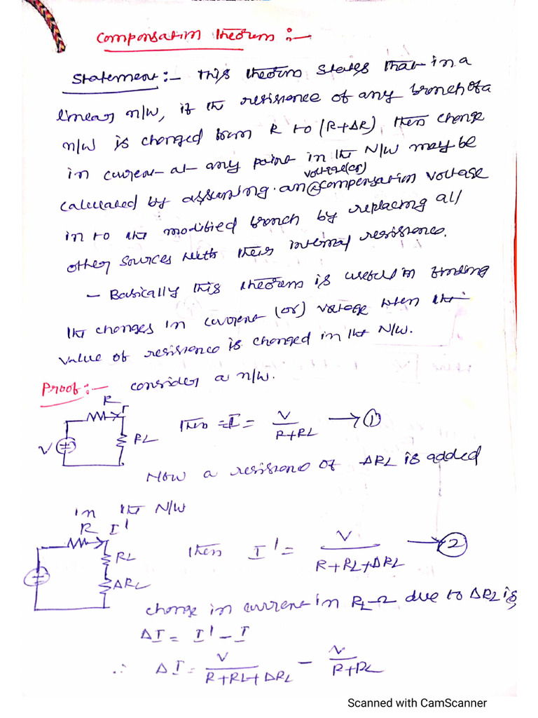 Compensation Theorem and Problems PDF