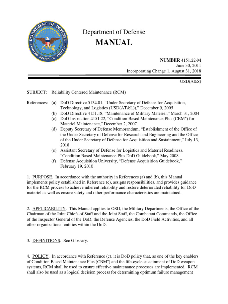 RCM Guidance for DoD Materiel Maintenance | PDF | Performance Indicator ...