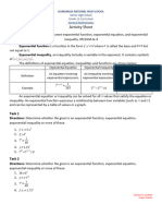 Activity Sheet-Distinguishes Between Exponential Function, Exponential Equation, and Exponential Inequality.