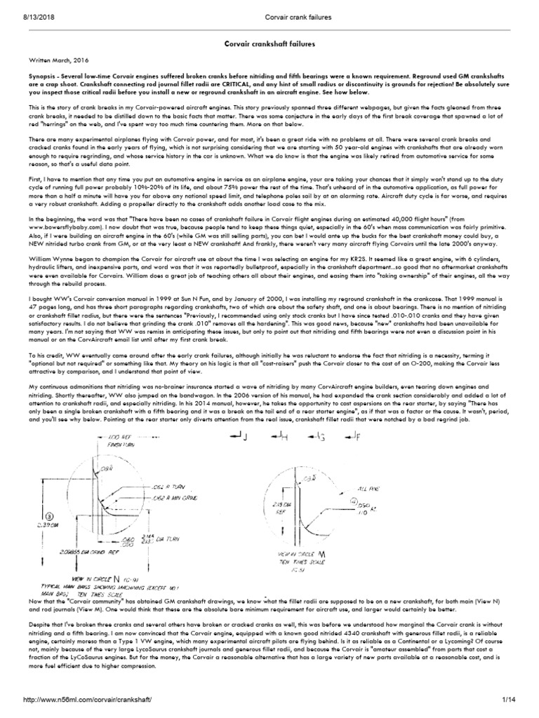 Corvair Crank Failures PDF Fatigue (Material) Fracture