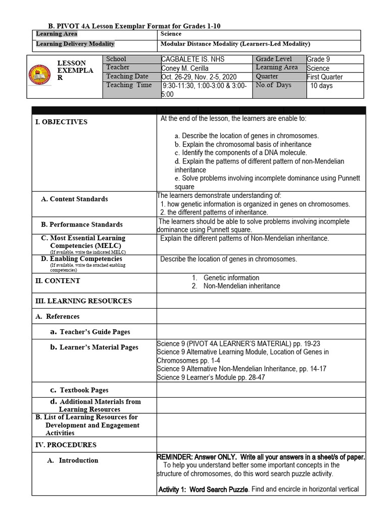 Lesson Exemplar 9 Week 4 5 | PDF