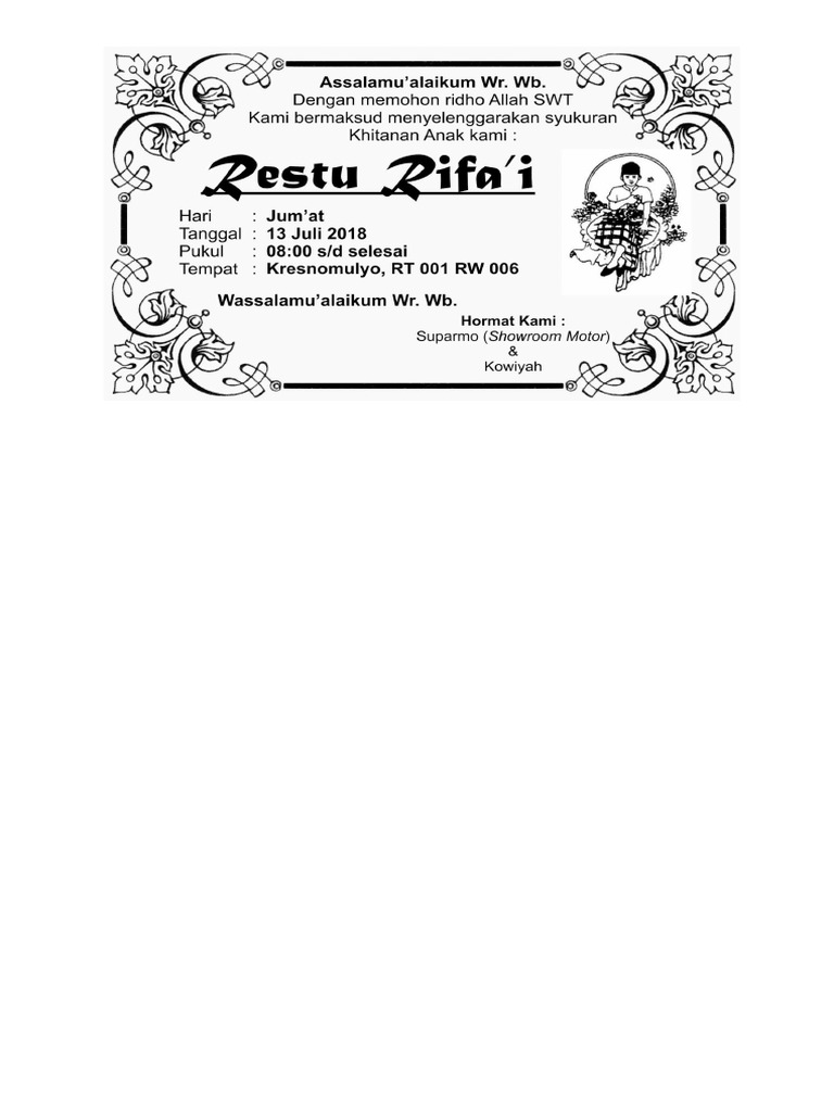 Undangan Walimatul Khitan | PDF