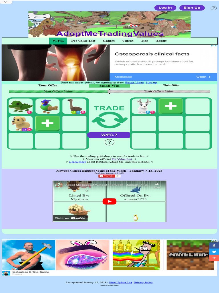 Roblox Adopt Me Trading Values Win Fair Lose WFL 3 PDF