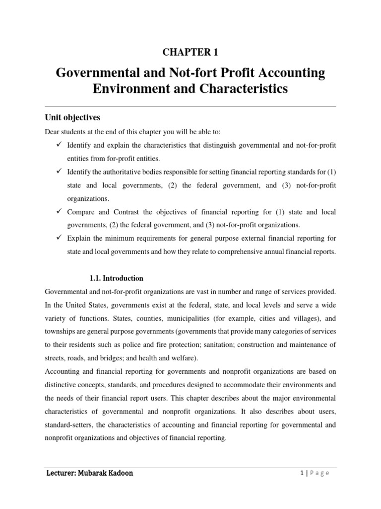 Governmental and Nonprofit Accounting Overview PDF Fund Accounting
