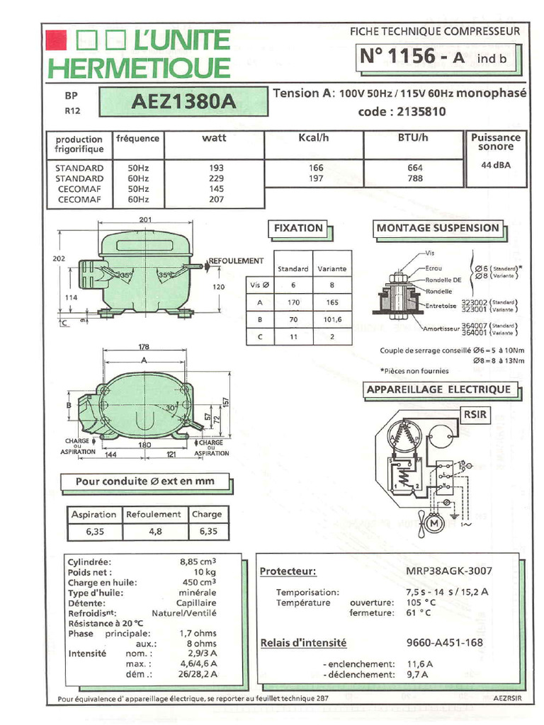 Compresor Aez1380a | PDF