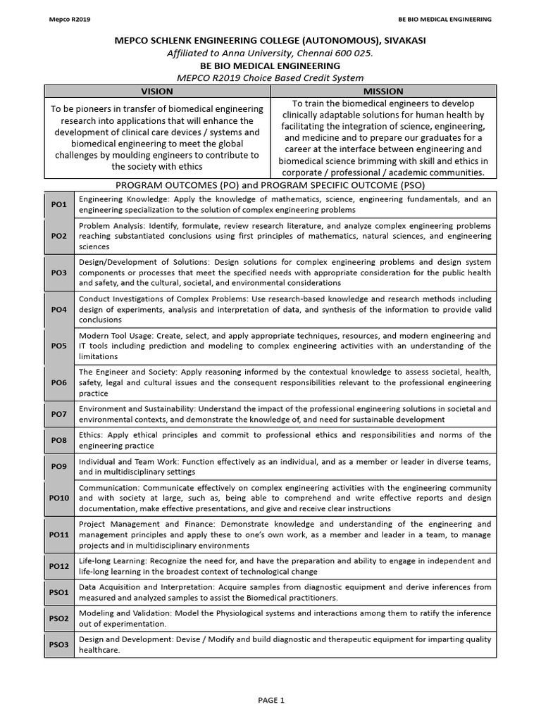 Bme Bbe R19 | PDF | Engineering | Biomedical Engineering