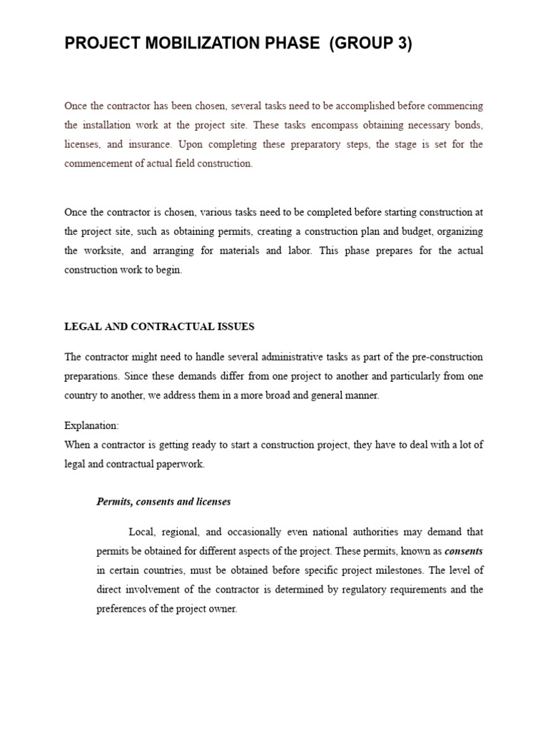 Project Mobilisation Phase | PDF