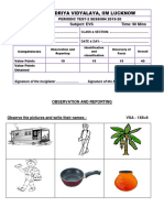 KV Class 3 Half Yearly Previous Year EVS Question Paper 2019