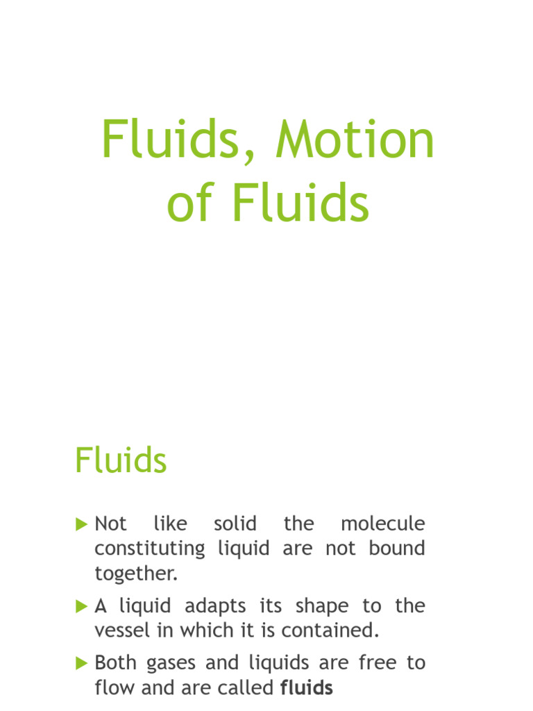 Fluids, Motion of Fluids PDF