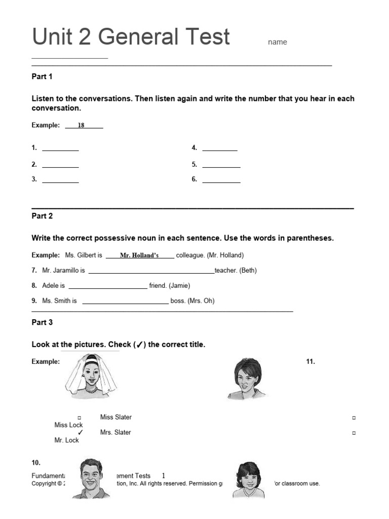 Top Notch Fundamentals Unit 2 Assessment | PDF