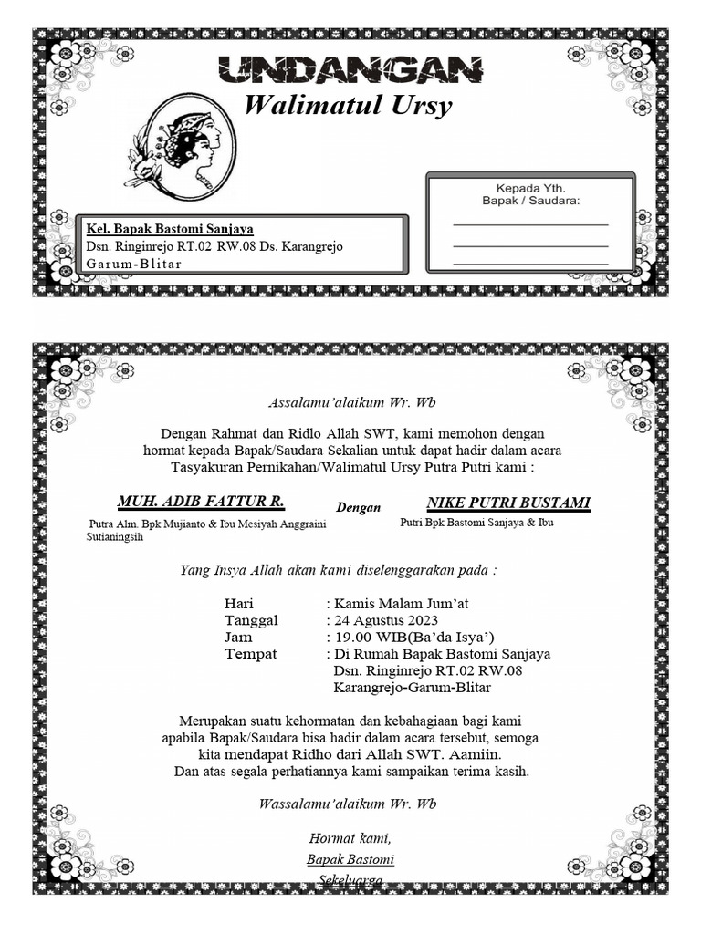 Undangan Walimatul Ursy Terbaru PDF